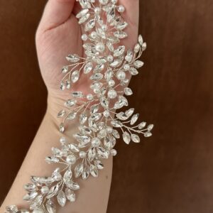 Guía flexible Joséphinne con brillantes y perlas blancas, vista completa